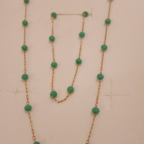 Necklace and bracelet set like new, gold steel chain with turquoise beads