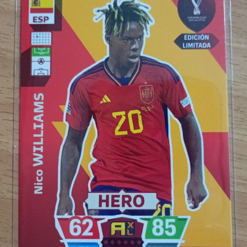 Panini World Cup Adrenalyn XL 2022 Limited Edition Nico Williams card, small size