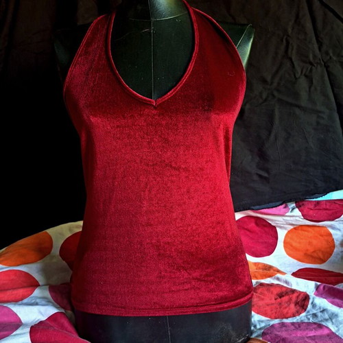 Dorothy Perkins burgundy velvet open-back top