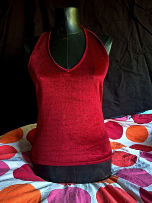 Dorothy Perkins burgundy velvet open-back top