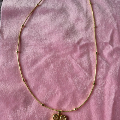 Necklace boy-girl new, gold color steel with rhinestones
