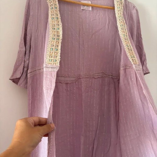 Achilleas Accessories kaftan, purple lilac with embroidery