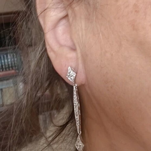 Silver 925 earrings with zircon and pearl like new