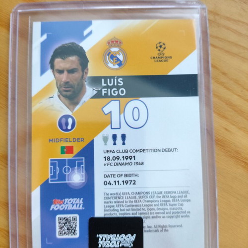 Topps Total Football Luis Figo Real Madrid Legends card like new, numbered 99