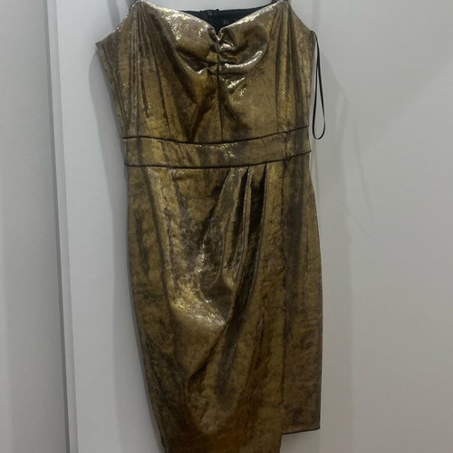 Zara dress gold with silver waves like new, size M