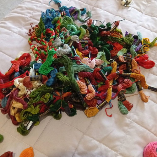 Embroidery supplies new, skeins, braids, moulinés, gold threads