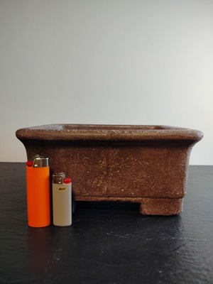 Handmade rectangular bonsai pot 23.5cm, eco mineral materials