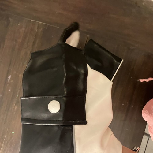 Shein crop motorcycle jacket, black and white, XS