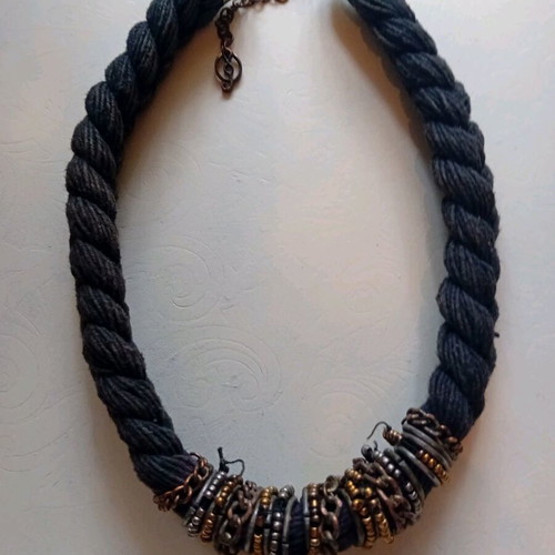 Women's chokers new, black and beige, set of two