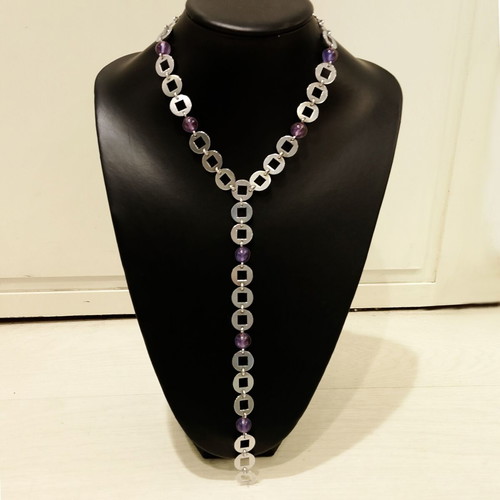 Nuit Violette Necklace 925 Silver with Amethysts, New