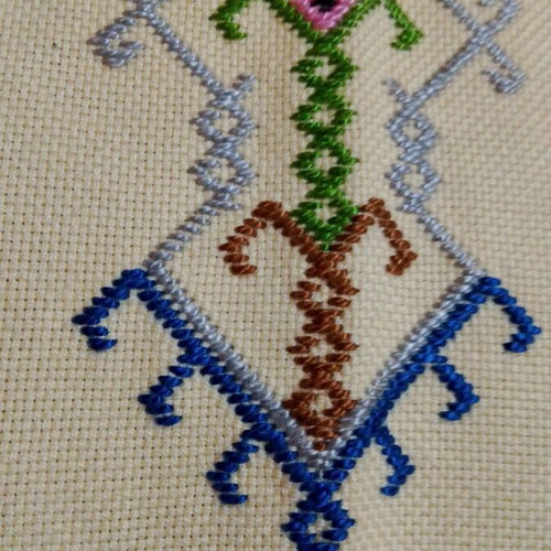 Handmade doilies like new with multicolor embroidery on ecru