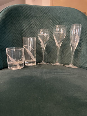 Crystal glass set of 60 with hand-carved design