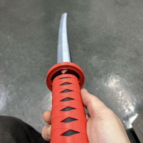 3D printed folding katana toy, 82cm, red and black design
