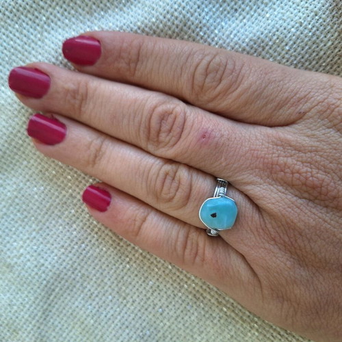 Larimar ring handmade, new, turquoise and silver