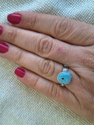 Larimar ring handmade, new, turquoise and silver