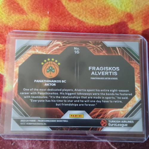 Prizm Euroleague Fragiskos Alvertis Fireworks card like new 2023-24