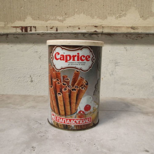 Vintage Caprice Papadopoulou collectible tin 1987 used
