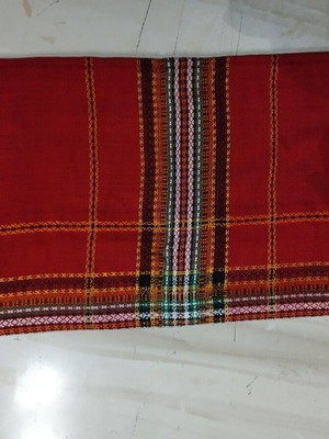 Handwoven checkered tablecloth 1.55x1.55 square red double-sided, new