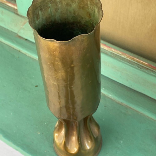 Brass collectible shell vase used, 1940s