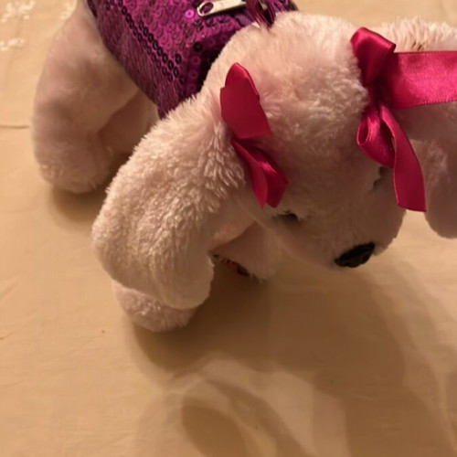 Children's bag Doggie Star with plush sequin pouch used, pink