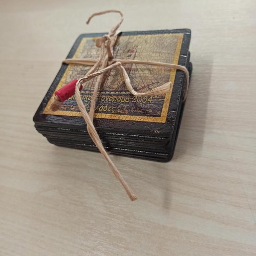 Collectible coasters 2004 Cyclades new, wooden, set of 6