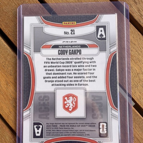 Cody Gakpo Aces Wave Refractor 2026 Panini Prizm World Cup card like new
