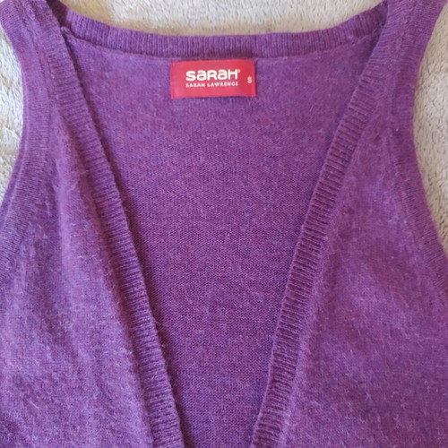 Sarah Lawrence purple knitted vest jacket like new