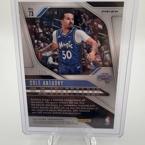 2024-25 Panini Prizm Cole Anthony Blue Wave Prizm card new