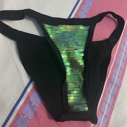 Killah bikini top with sequins, black, XS