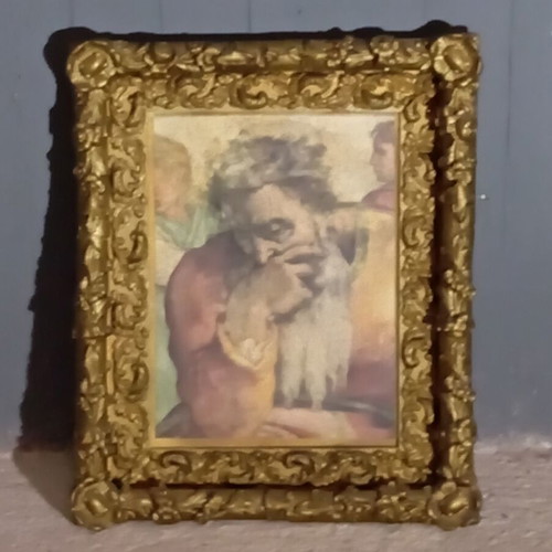 Vintage giclee print Pensive Man with Victorian style frame like new