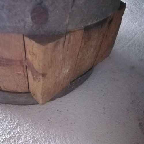 Wooden canteen old handmade used with chain