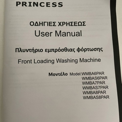 Princess WMBA7PAR washing machine 7 kg like new
