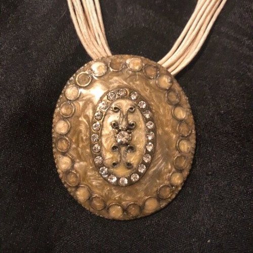 Faux women's necklace white enamel vintage like new handmade