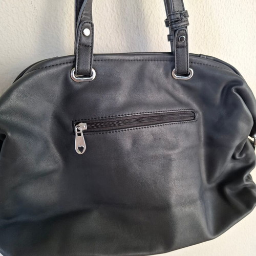 Handbag black faux leather used with zipper
