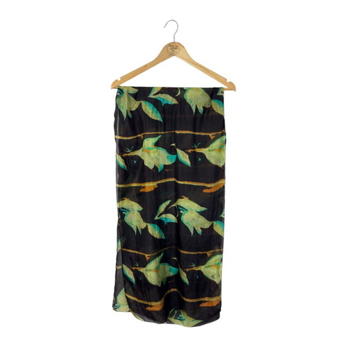 Silk scarf used, multicolor, 48x176 cm