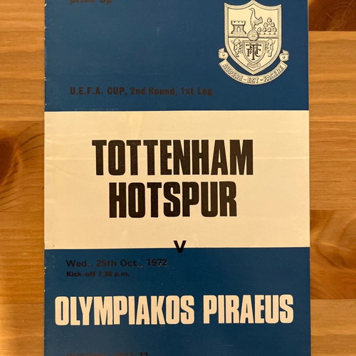 Tottenham Olympiakos match programme used 1972