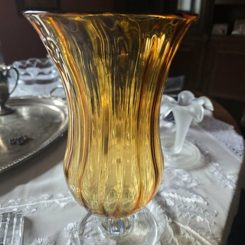 Vintage amber glass vase like new, N.A.V.A. series