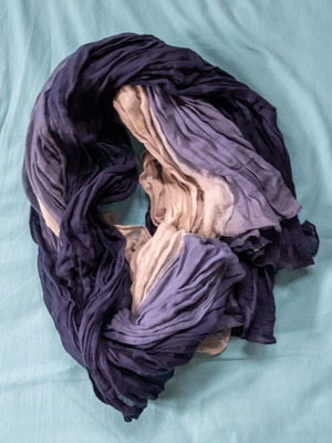 Unisex scarf used with three shades of blue and gray