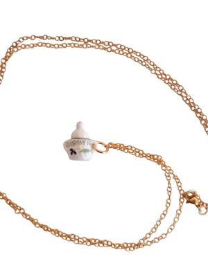 Porcelain Sugar Bowl Pendant with Adjustable Steel Chain New