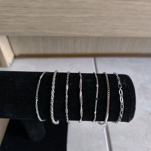 Women's bracelets new, pack of 7, silver