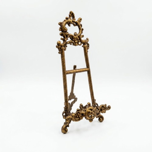 Vintage Baroque Metal Display Easel with Antique Bronze/Gold Patina