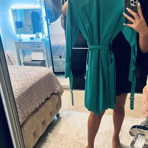 Turquoise satin coat medium new Lipsy London