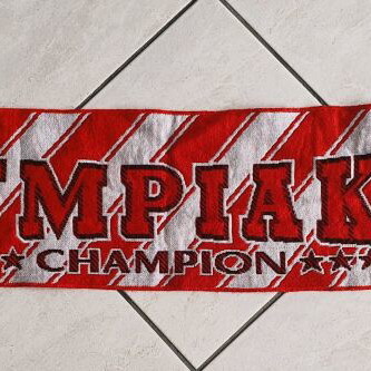 Vintage Olympiakos scarf used, retro Champion piece