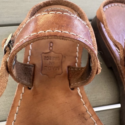Children's leather sandals with strap, size 26, brown