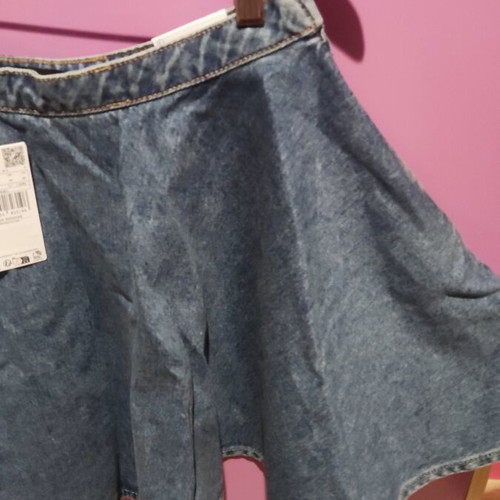 Mango Flared Denim Mini Skirt Medium, New