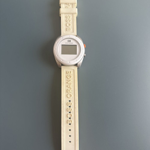 Boss Orange watch used with white silicone strap, battery needed