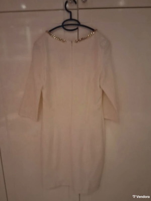 Manolo dress, small, ecru with gold chain neckline