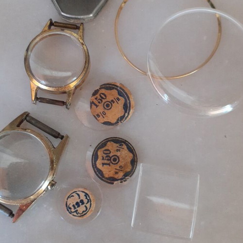 Vintage wristwatch parts cases and crystals for repair or steampunk crafts