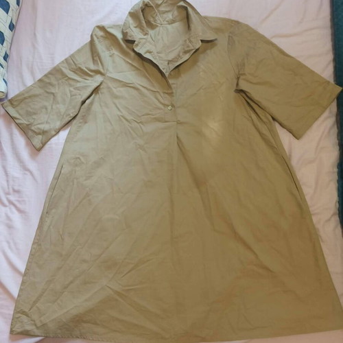 Shirt style dress large, sand color, like new, 100% cotton