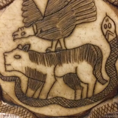 Artwork from Peru new, stone plaque with engraved symbols